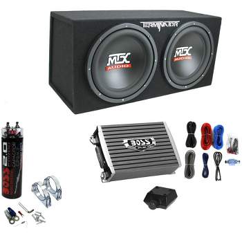 MTX TNE212D 12" 1200W Dual Loaded Subwoofer Box + 1500W Amplifier + Capacitor
