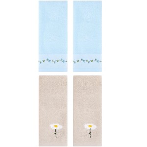REGALWOVEN 4 Pcs Floral Soft Absorbent Decorative Hand Towel for Bathroom - 1 of 4