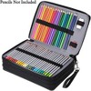 Fmeida 200 Slots Colored Pencil Organizer - Deluxe PU Leather Pencil Case Holder with Removal Handle Strap Pencil Box Large Black - 3 of 4