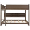 PAGED Queen over Queen Bunk Bed Modern Simple Wooden Bed Frame with 6 Lockers, Sockets, Guardrail and Ladder for Bedroom - 4 of 4