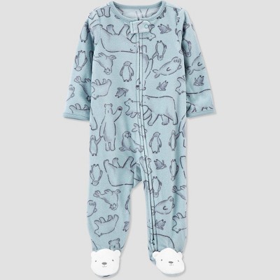 Carters Just One You Baby Boys Artic Animal Footed Pajama  Blue