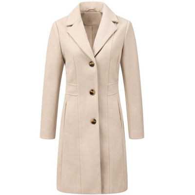 INSPIRE CHIC Women's Single Breasted Notched Lapel Long Winter Coats
