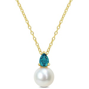 EVERLY JEWELRY  |   Yellow Plated Sterling Silver 5/8 CT TGW Created Alexandrite & 8.5 - 9 MM Cultured Freshwater  Pearl Fashion Pendant With Chain - 1 of 4
