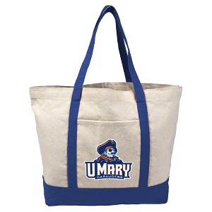 University Of Mary Primary Logo Canvas Tote Bag With External Pocket, Reusable Shoulder Bag for Shopping, School, Beach - 1 of 4