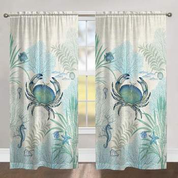 Laural Home Blue Crab 84" Sheer Window Panel, 1pc