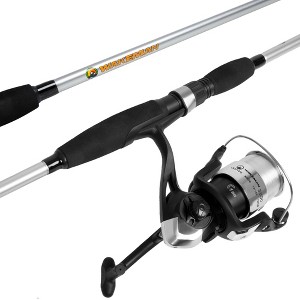 Fishing Rod and Reel Combo, Spinning Reel Fishing Pole, Fishing Gear for Bass and Trout Fishing, Silver, Strike Series by Leisure Sports - 1 of 4