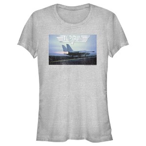 Juniors Womens Top Gun Fighter Jet Ready for Takeoff Distressed T-Shirt - 1 of 4