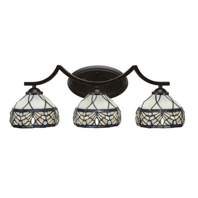Toltec Lighting Zilo 3 - Light Vanity in  Dark Granite with 7" Royal Merlot Art Glass Shade