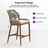 PURPLE LEAF Patio Sunbrella Bar Stools Set of 2 Handwoven Wicker Bar Height Stool Modern Aluminum Outdoor Wicker Barstools with Back and Cushion - 4 of 4