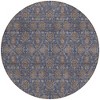 Navy Blue Beige And Taupe Floral Washable Indoor Outdoor Area Rug - 4 of 4