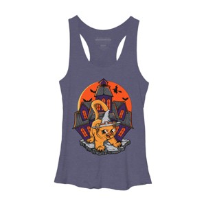 Women's Design By Humans Halloween Cat By SummitStore Racerback Tank Top - 1 of 3