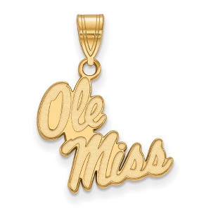 Black Bow Jewelry 14k Yellow Gold Plated Sterling Silver Mississippi Rebels NCAA Medium Pendant - 1 of 3