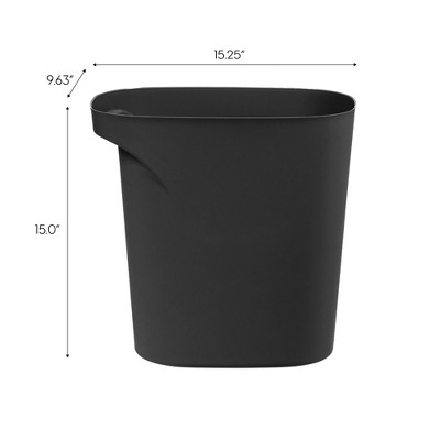 Black 6 Gallon Plastic Wastebasket Set with Handles
