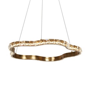 LNC Deslumbrante Modern Luxury Circle Integrated LED Crystal Chandelier,Polished Gold,20in/25.6in - 1 of 4