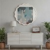 Spassway 36"W*36"H White Asymmetrical Mirror Irregular Round Wall Mirror Modern Wood Frame Wall Mounted Vanity Mirror Decorative for Bedroom Bathroom - 4 of 4