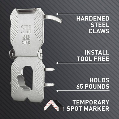 3M Claw Silver Drywall Picture Hanger with Spot Marker, 65lb Capacity