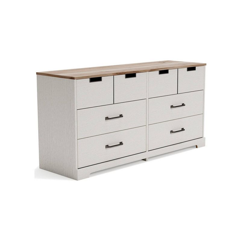 59&#34; Dresser with 6 Drawers and Antique Nickel Handles White/Brown - Benzara, 1 of 7