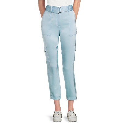 Calvin Klein Womens Satin Belted Casual Cargo Pants