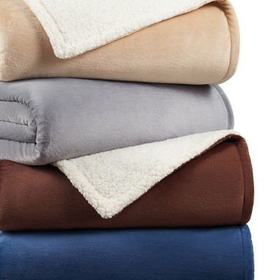 Full/Queen Chocolate Brown Reversible Fleece Sherpa Blanket