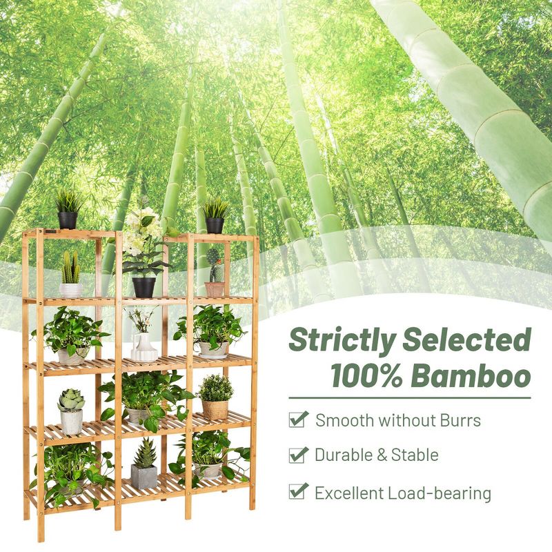 Costway Multifunctional Bamboo Shelf Flower Plant Stand Display Storage Rack Unit Closet, 5 of 11
