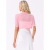 INSPIRE CHIC Women's Casual Short Sleeve Mesh Sheer Open Front Cropped Cardigan Shrug - 3 of 4