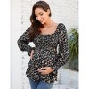 Women's Maternity Tops Elegant Square Neck Lantern Sleeve Blouse - 2 of 4