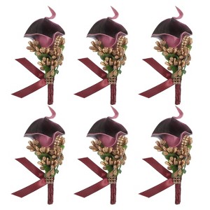 Unique Bargains Formal Dinner Party Wedding Groom Lily Boutonnieres Pins 6 Pcs - 1 of 3