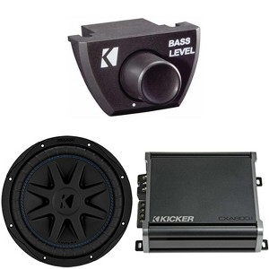 Kicker 50CVX104 CompVX 10" Sub, Dual 4-Ohm & 46CXA8001 Amplifier w/ Bass Knob Bundle - 1 of 4
