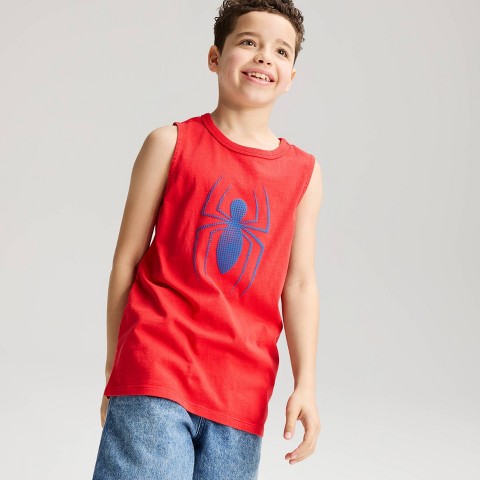 Cat & Jack Boys' Spider-Man Oversized Graphic Tank Top - Cat & Jack™ Red S