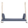 VisioGear Patio Wooden Swing Chair, Hanging Porch Swing Bench with Cushion, Pillows and Hemp Ropes for Garden, Backyard, Lawn, White, 63"*23.6"*2" - 4 of 4