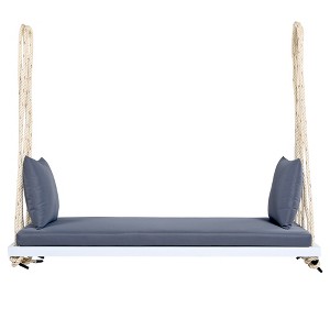 Gulches Patio Swings: Hanging Porch Swing Bench with Cushions, 10.8ft Ropes, Natural/ White/Black/Brown/Gray Finish - 1 of 4