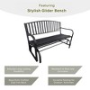 Four Seasons Courtyard Outdoor Patio Bench Glider Backyard Garden, Front Porch, or Walking Path Furniture Seat with Powder Coated Steel Frame, Black - 2 of 4