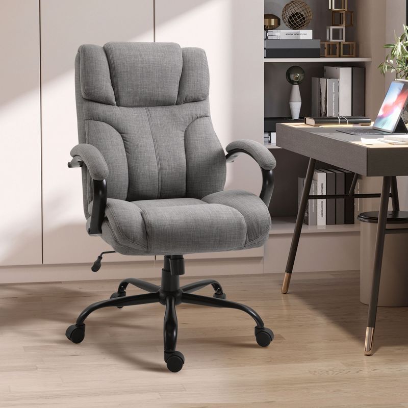 Vinsetto 500lbs Big and Tall Office Chair with Wide Seat, Ergonomic Executive Computer Chair with Adjustable Height, Swivel Wheels and Linen Finish, 3 of 9
