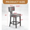 Counter Height Bar Stools Set of 2, Farmhouse Linen Fabric Upholstered Accent Chair Curved Backrest with Copper Nails around - Leovsnove - 4 of 4