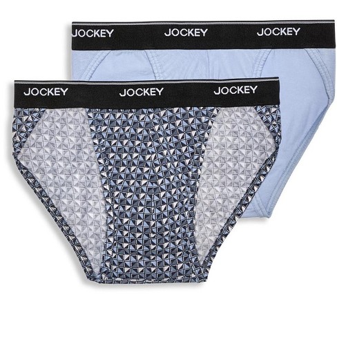 Jockey Mens Elance String Bikini 2 Pack Underwear String Bikinis 100%  Cotton L Vintage Geo/baby Blue : Target