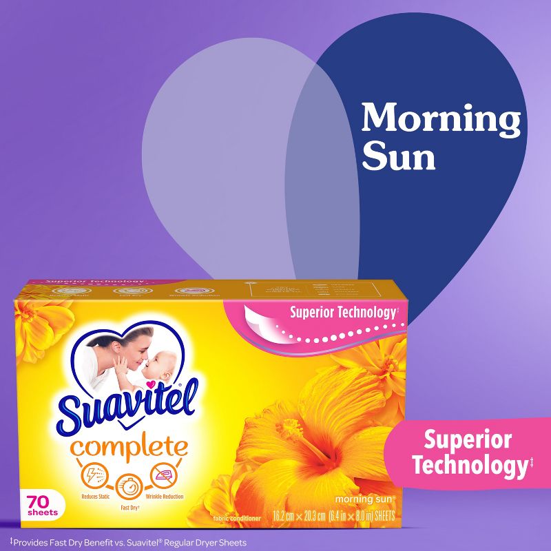 Suavitel Complete Scented Fabric Conditioner Dryer Sheets for Laundry - Morning Sun - 70 ct, 4 of 12