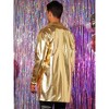 Lars Amadeus Men's Metallic Disco Party Long Trench Coat with Belt - 3 of 4