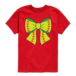 Boys' - Instant Message - Softball Bow Short Sleeve Graphic T-Shirt - 1 of 4