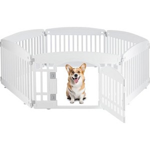 Gsluuk Dog Playpen, 24" Exercise 6-Panel Pet Playpen with Door, Safe and Secure, Folding and Portable Puppy Playpen for Puppies and Small Dogs, White - 1 of 1
