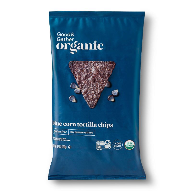 Organic Blue Corn Tortilla Chips - 12oz - Good & Gather&#8482;, 1 of 4