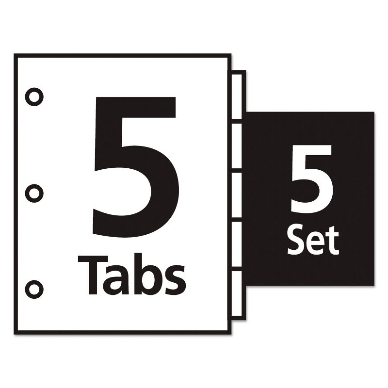 Avery Print & Apply Clear Label Dividers w/White Tabs Copiers 5-Tab Letter 5 Sets 11421, 2 of 8