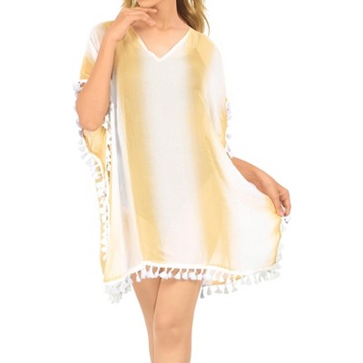 LA LEELA Women's Beach Cover Up Vacation Beachwear Mini Bathing Suit Loose Beach Dress Holiday Aloha Bikini Summer