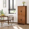 HOMCOM 64" 4-Door Kitchen Pantry, Freestanding Storage Cabinet with 3 Adjustable Shelves for Kitchen, Dining or Living Room, Oak - 3 of 4