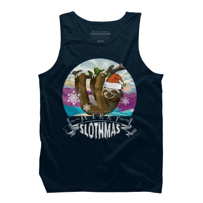 Men's Design By Humans Merry Slothmas - Funny Christmas Pajama for Sloth LoversÂ By TELO213 Tank Top