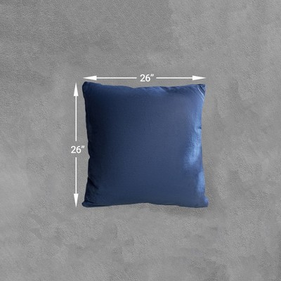 Navy Velour 26" Square Decorative Throw Pillows, Set of 2