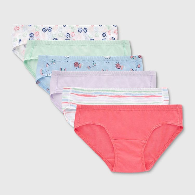 Hanes Toddler Girls&#39; 6pk Organic Cotton Hipster Underwear, 1 of 5