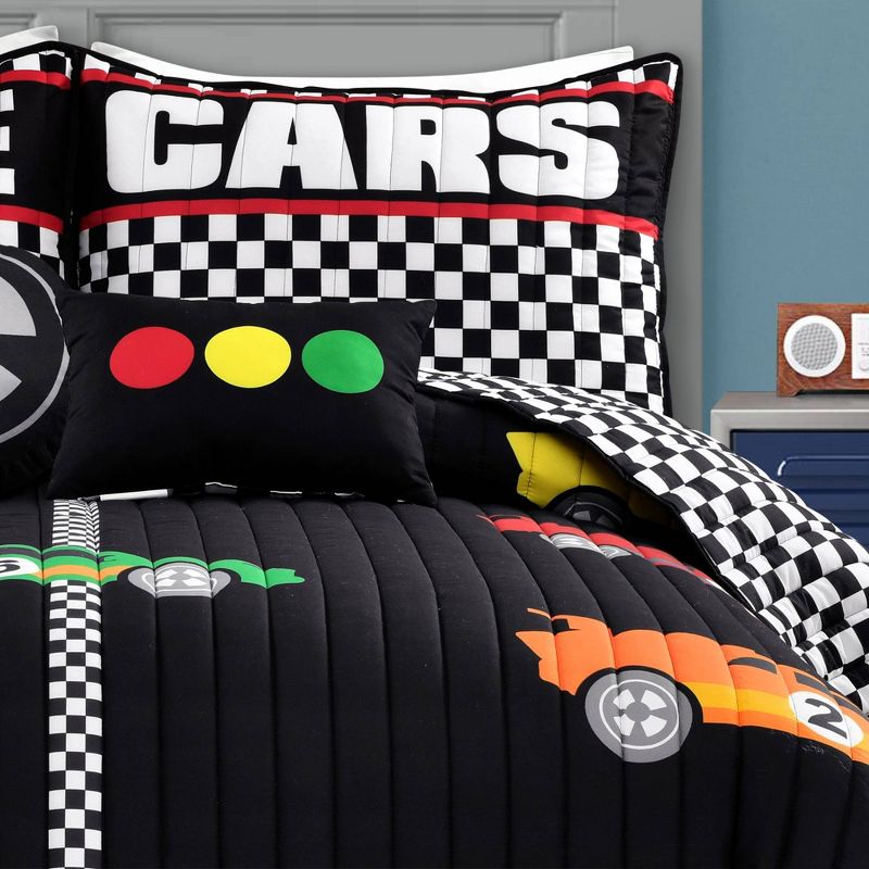 Kids' Racing Cars Reversible Oversized Quilt Bedding Set - Lush Décor, 4 of 13