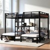 Queen Over Twin Over Twin Metal Triple Bunk Bed with Storage Shelves and Built-in Ladder, Space-Saving Design,kids bed - 3 of 4