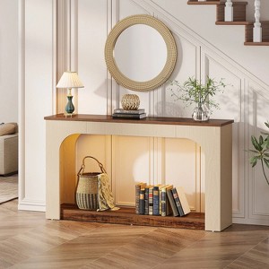 Hommoo 55-Inch Farmhouse 2-Tier Console Table with LED Lights - 1 of 4