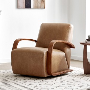 Spruce&Spring Swivel Accent Chair with U-Shaped Wood Arm - 1 of 4